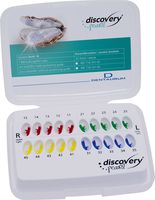 discovery® pearl, Keramikbrackets, Häkchen auf 3er, 4er und 5er, 1 Fall, Zahn 15-11 / 21-25 / 45-41 / 31-35, Roth 18