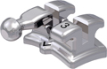 topic, nickle-free metal bracket with hook, tooth 43, -11° torque, +7° angulation, Roth 18